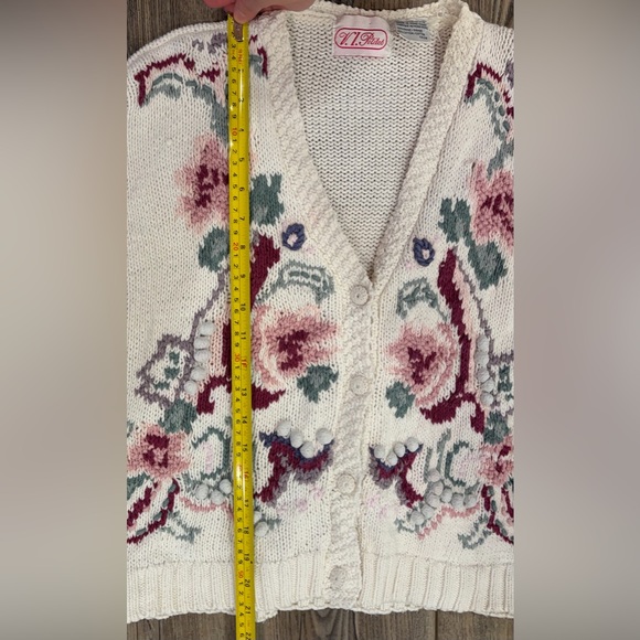 Vintage V.I. Petites Floral Ramie Cotton Cardigan Hong Kong Cottagecore Sz 8-10 - Picture 10 of 11